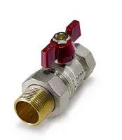 Кран шаровой «STANDARD» с американкой 1 (бабочка красная) НИКЕЛЬ TIM (18/6)
