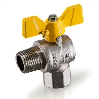 Кран шаровой угловой 1/2" г/ш для газа (бабочка) усиленный, никель TIM (72/18/1)
