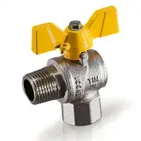 Кран шаровой угловой 1/2" г/ш для газа (бабочка) усиленный, никель TIM (72/18/1)