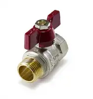 Кран шаровой «STANDARD» (бабочка красная) НИКЕЛЬ 1/2" г/ш TIM (75/25)
