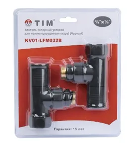 Вентиль угловой для полотенцесушителя, (круглый) 3/4"г* 1/2"ш, черный 20шт