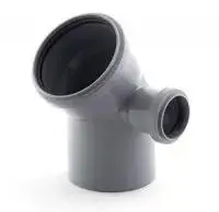 Отвод Ø110×45° с выходом 50 (правый) (серый) ПОЛИТЭК (45/1)