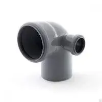 Отвод Ø110×90° с выходом 50 (правый) (серый) ПОЛИТЭК (40/1)
