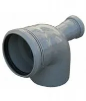 Отвод Ø110×90° с выходом 50 (фронт. = тыл) (серый) ПОЛИТЭК (35/1)