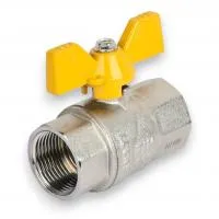 Кран шаровой 3/4" г/г для газа (бабочка) усиленный, никель TIM (60/15/1)