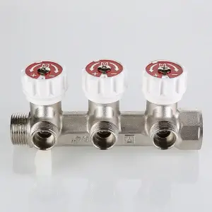 Коллектор с регул. вентилями, VALTEC 3/4"х1/2"нар. - 2 вых.