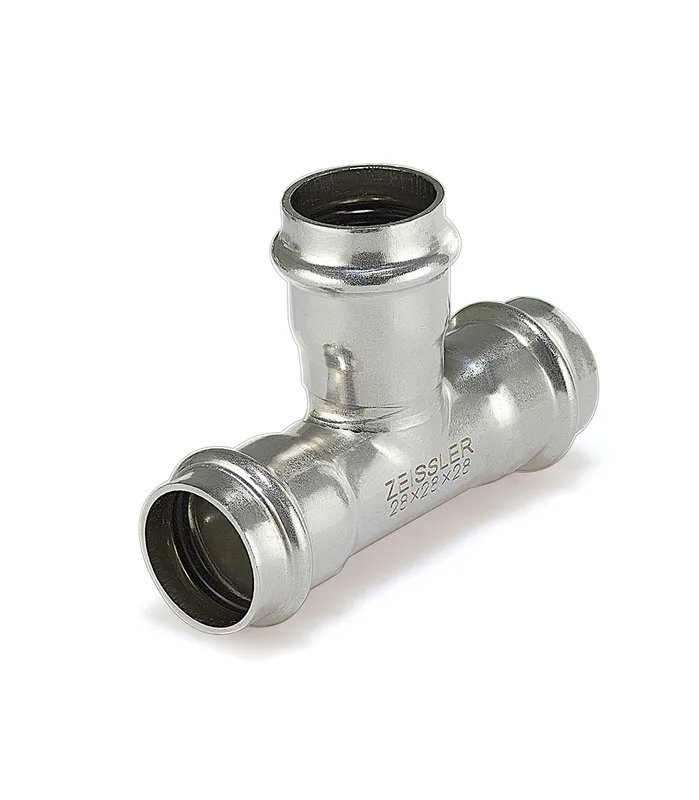 Трехраструбный пресс-тройник 42*28*42mm из нержавеющей стали ZEISSLER