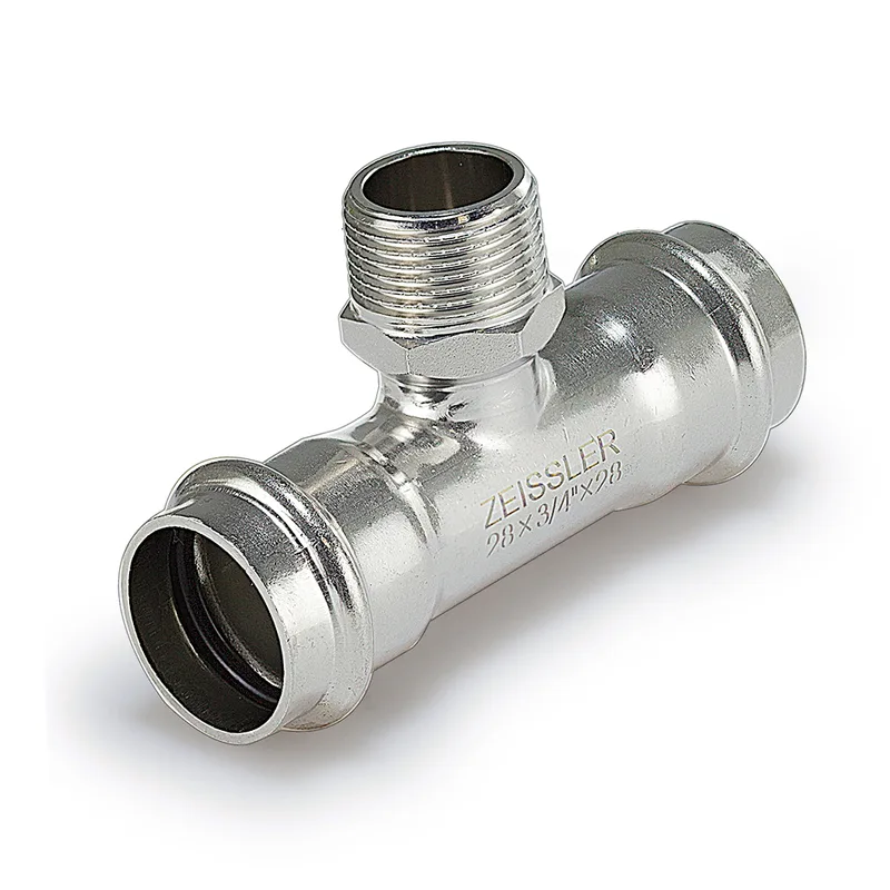 Пресс-тройник 18mm*1/2 с наружной резьбой, из нержавеющей стали ZEISSLER 80/5