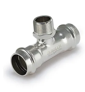 Пресс-тройник 15mm*1/2 с наружной резьбой из нержавеющей стали ZEISSLER 80/5