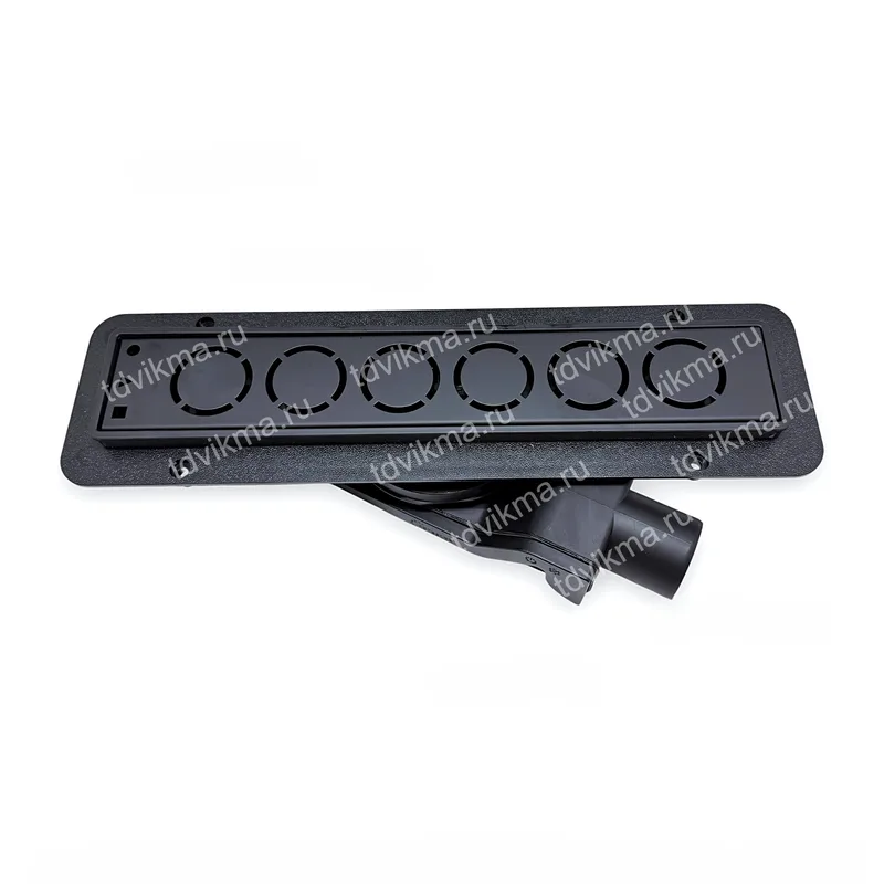 Душевой лоток с решеткой, (сухой +гидрозатвор),черный матовый 500*70