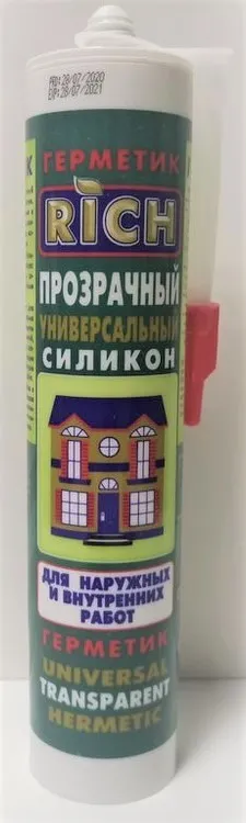 Силиконовый УНИВЕРСАЛЬНЫЙ, ПРОЗРАЧНЫЙ герметик 280ml RiCH (24/1шт)