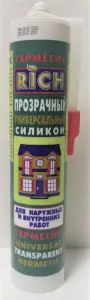 Силиконовый УНИВЕРСАЛЬНЫЙ, ПРОЗРАЧНЫЙ герметик 280ml RiCH (24/1шт)