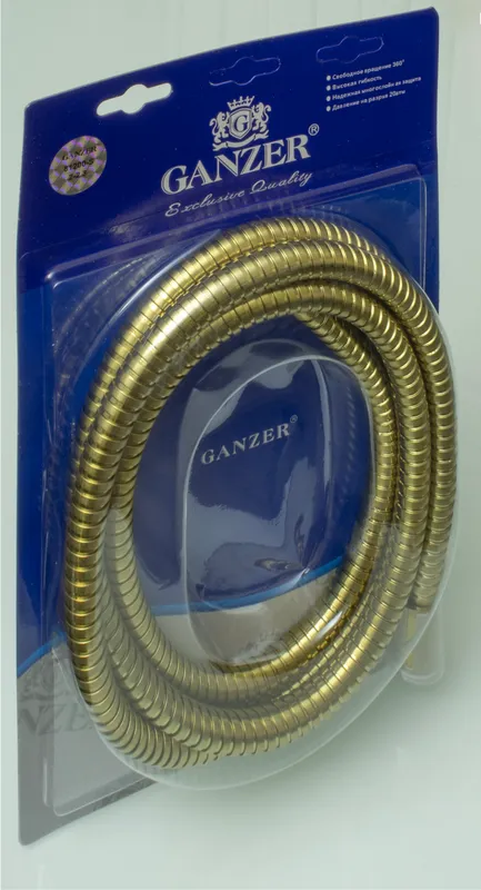 81200-S Шланг для выд. лейки 200см 3/8 нар. (Мат. Золото) GANZER (50/1шт)