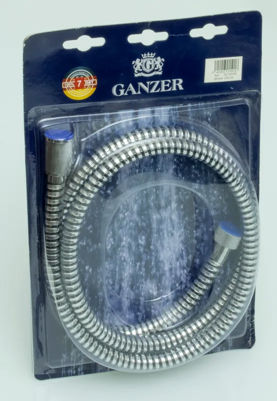 30150 Шланг для душа 150см. GANZER хром-черный (50/1шт)