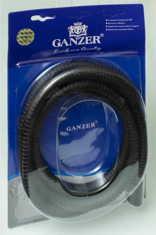 81200-C Шланг для выд. лейки 200см 3/8 нар. (ЧЕРНЫЙ) GANZER (50/1шт)