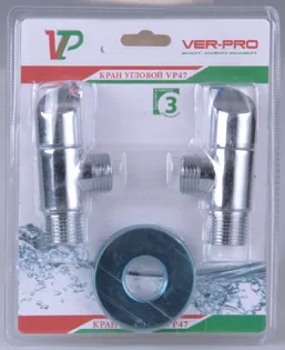 Кран угловой 1/2 х 1/2 ХРОМ (КРУГ.) ViEiR (60/1пар