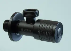 Кран угловой с отр. 1/2 х 3/4 нерж,черный (КРУГ.) ViEiR (100/1шт).