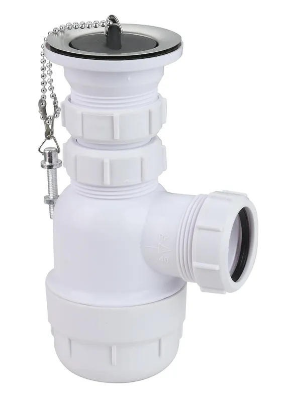 Сифон для раковины, 1"1/2 * 40мм, с решеткой и пробкой VER-PRO (50/1шт)