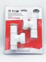 Кран для угл. соед. 1" г × 1/2" г (круглый), белый TIM (20/1)