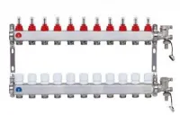 Коллекторная группа 1" - 12 ходов с расходомерами. нерж. без кранов (квадрат) TIM (2/1)