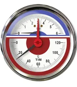 Термоманометр (гориз.) 4 бар 120 С" "TIM"