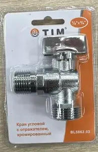 Кран угловой с отражателем,никелированный 3/4 "TIM" 1/50