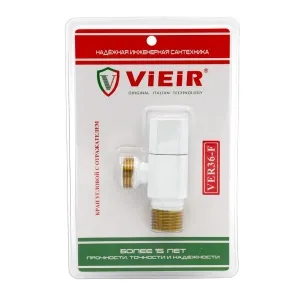 Кран угловой с отражателем1/2"x1/2" БЕЛЫЙ"ViEiR" (120/1)