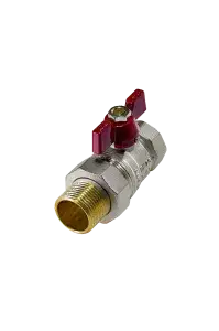 Кран шаровой с полусгоном «STANDARD», (бабочка красная) НИКЕЛЬ 1/2"