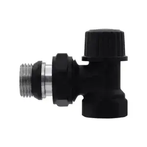 Вентиль настроечный угловой нижний, черный 1/2" (80/10шт)
