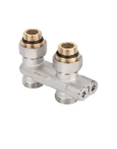 Прямой перекрёстный НВ узел: запорные вентили, ниппели 1/2"*3/4"Е "TIM" 1/48