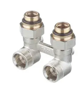 Блок шаровых кранов с ниппелем Угловой G1/2 x G3/4