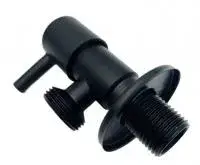 Кран угловой с отражателем черный 1/2" × 3/4" для подкл. приборов TIM (80/1)