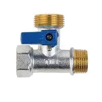 Кран трехпроходной 1/2" × 3/4" × 1/2" для ст. маш. никель TIM (60/1)