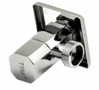 Кран угловой 1/2" × 3/4" с отражателем хром (квадратный) TIM (50/1)