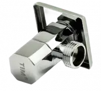 Кран угловой 1/2" × 1/2" с отражателем хром (квадратный) TIM (50/1)